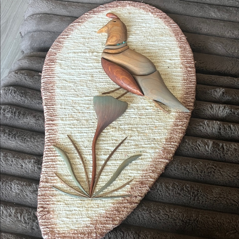 Original Signed Paul Hallowell Quail  Bird Wall Art on Textured Canvas